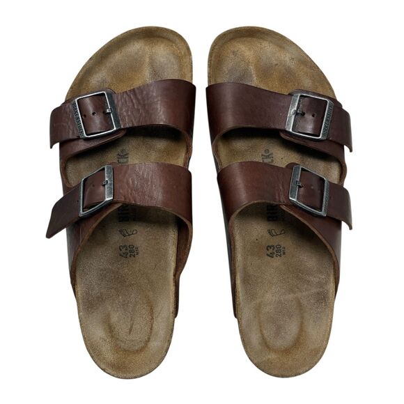 Birkenstock Arizona Mens 10 Brown Oiled Grip Leather 2 Strap Sandal Cork Footbed main image 10